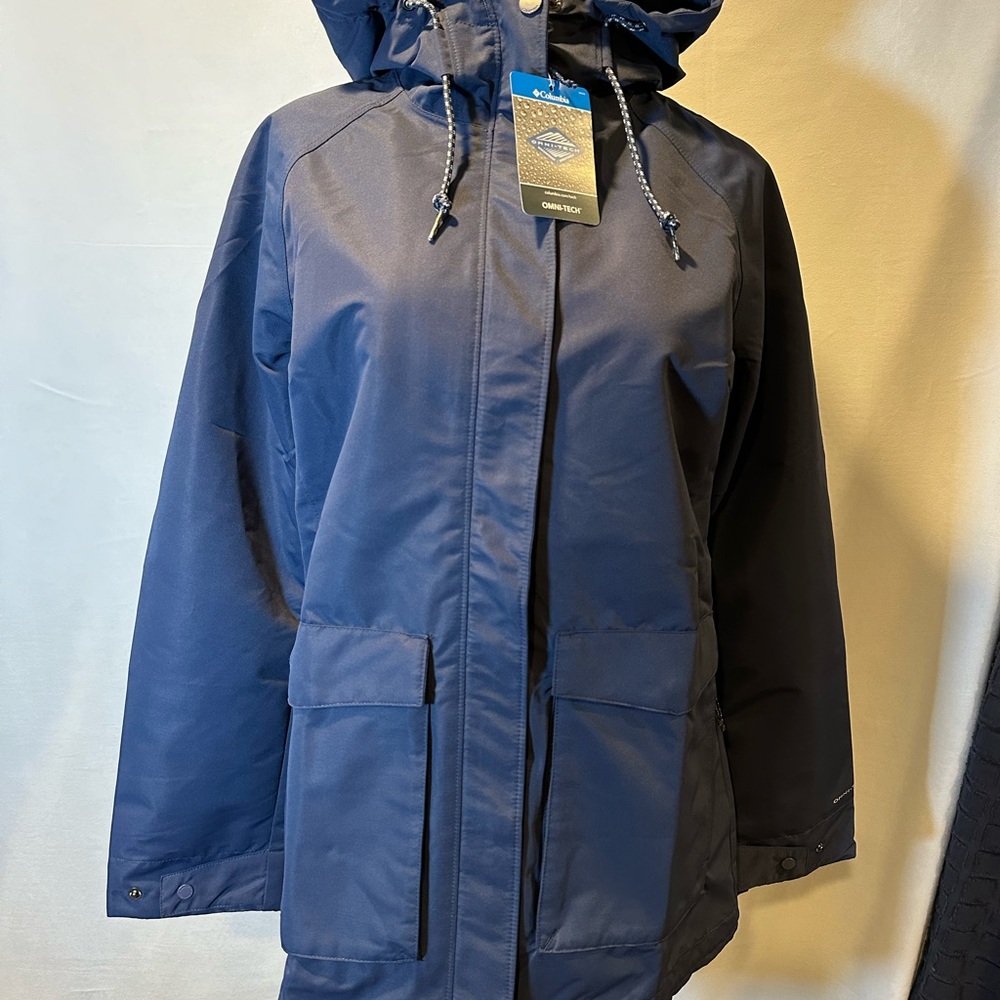 NWT! Columbia Women's Crystal City Omni-Tech Waterproof Jacket Navy M
